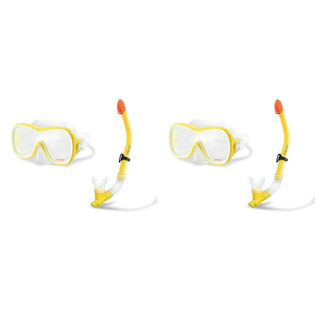 Intex Wave Rider Hypoallergenic Latex Free Mask & Easy Flow Snorkel Set (2 (Best Snorkeling Gear Brand)