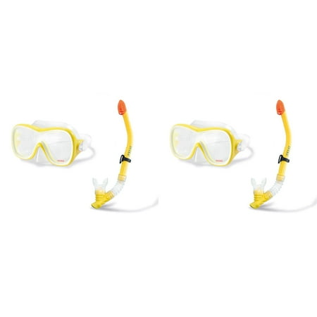 Intex Wave Rider Hypoallergenic Latex Free Mask & Easy Flow Snorkel Set (2