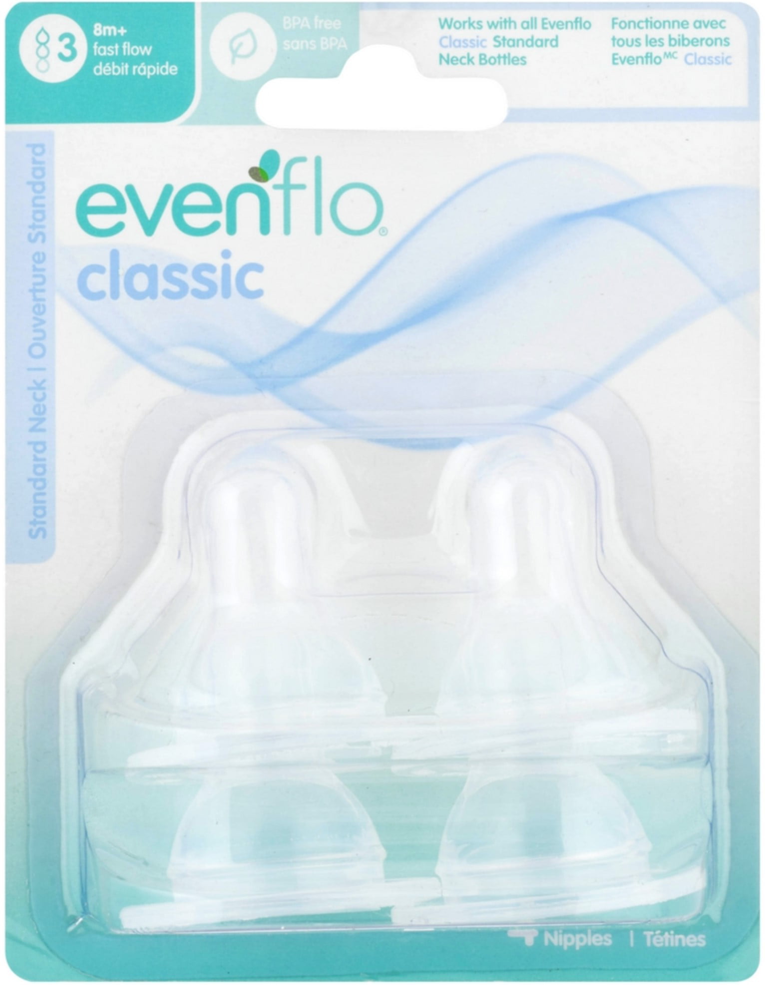 4 Pack Evenflo Classic Silicone Nipples Stage 1 2 3 Slow Medium or Fast Flow 