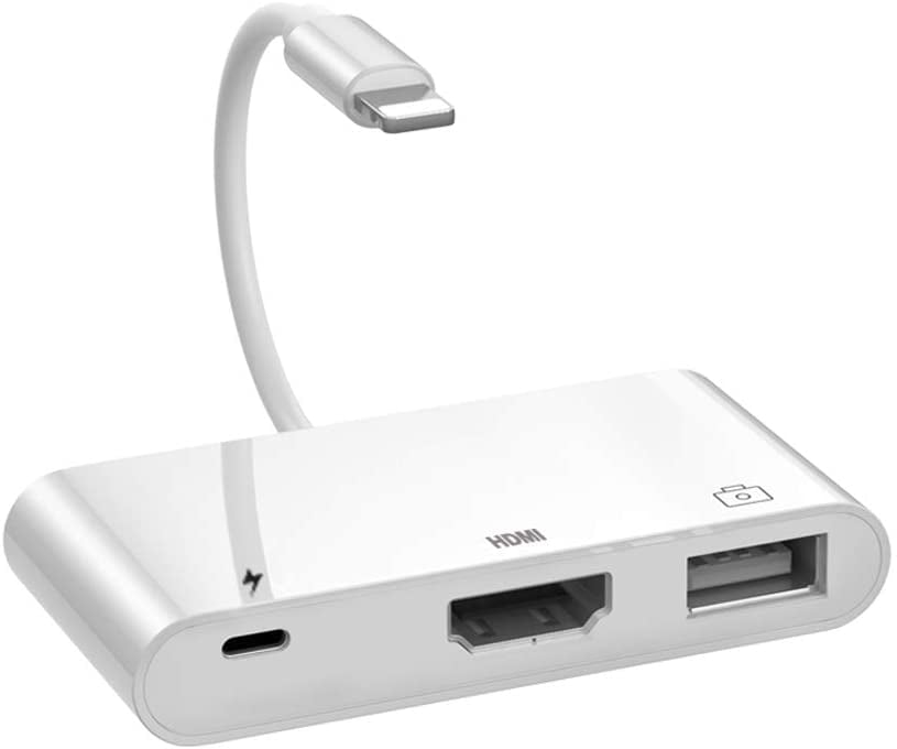 Lightning to HDMI Adapter, 3 in 1 Lightning 1080P Digital AV Adapter with USB Socket, PD