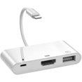 thumbnail image 1 of Lightning to HDMI Adapter, 3 in 1 Lightning 1080P Digital AV Adapter with USB Socket, PD Connection, HDMI Adapter for Phone to TV, Lightning Cable Converter Compatible with Pad / Phone XS max / X / 8, 1 of 7