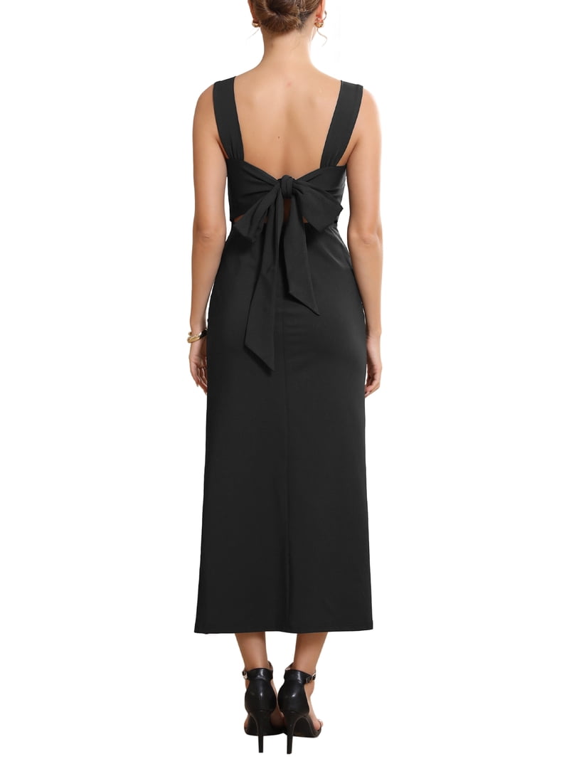 ruched black tie dress WEDTREND Women One Shoulder Black Tie Dress with Sash Ruched Mermaid Long Formal Dress with Slit, Black / US8