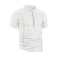 thumbnail image 3 of Klisyaur Shirt for Men Short Sleeve Crewneck Button Shirts Solid Color Casual Fashion Summer Tees Top, 3 of 7