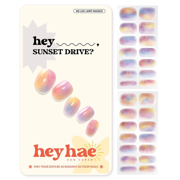 Heyhae Tiras de uñas de gel semicuradas | Envolturas de uñas de gel curadas al sol, no necesita lámpara LED, fácil de aplicar y quitar | Incluye 28 tiras, 1 almohadilla de preparación, 1 lima de uñas