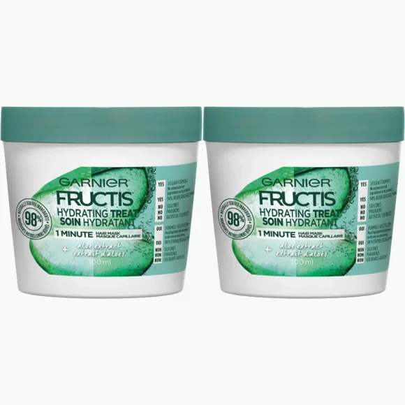 Garnier Hydrating Treat 1‑Minute Hair Mask with Aloe Extract – 100 mL (2‑Pack)