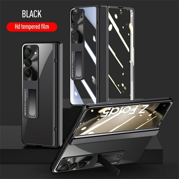ELEHOLD for Samsung Galaxy Z Fold5 Rugged Hinge Protective Case,with Built-in HD Screen Protector Invisible Kickstand All-Inclusive Lens Protection Shockproof Case for Samsung Z Fold5, Black