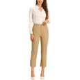 thumbnail image 2 of INSPIRE CHIC Women's High Waist Elastic Back Office Work Ankle Pants for Formal and Casual Occasions S Light Khaki Solid, 2 of 5