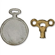 Sizzix Movers and Shapers Magnetic Dies, Mini Clock Key and Pocket Watch, 2-Pack Multi-Colored