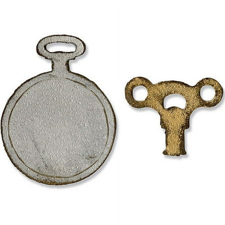Sizzix Movers and Shapers Magnetic Dies, Mini Clock Key and Pocket Watch, 2-Pack Multi-Colored