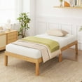 thumbnail image 2 of Costway Twin Size Wooden Platform Bed Frame 14" with Rubber Wood Legs Under-bed Storage Beige, 2 of 9