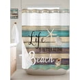 thumbnail image 3 of No Hook Shower Curtain, Coastal Starfish Standard Shower Curtain with Snap in Liner, Farmhouse Nautical Conch Seashell Wood Waterproof Washable Fabric Bathroom Curtains Sets, 72" x 72", 3 of 9