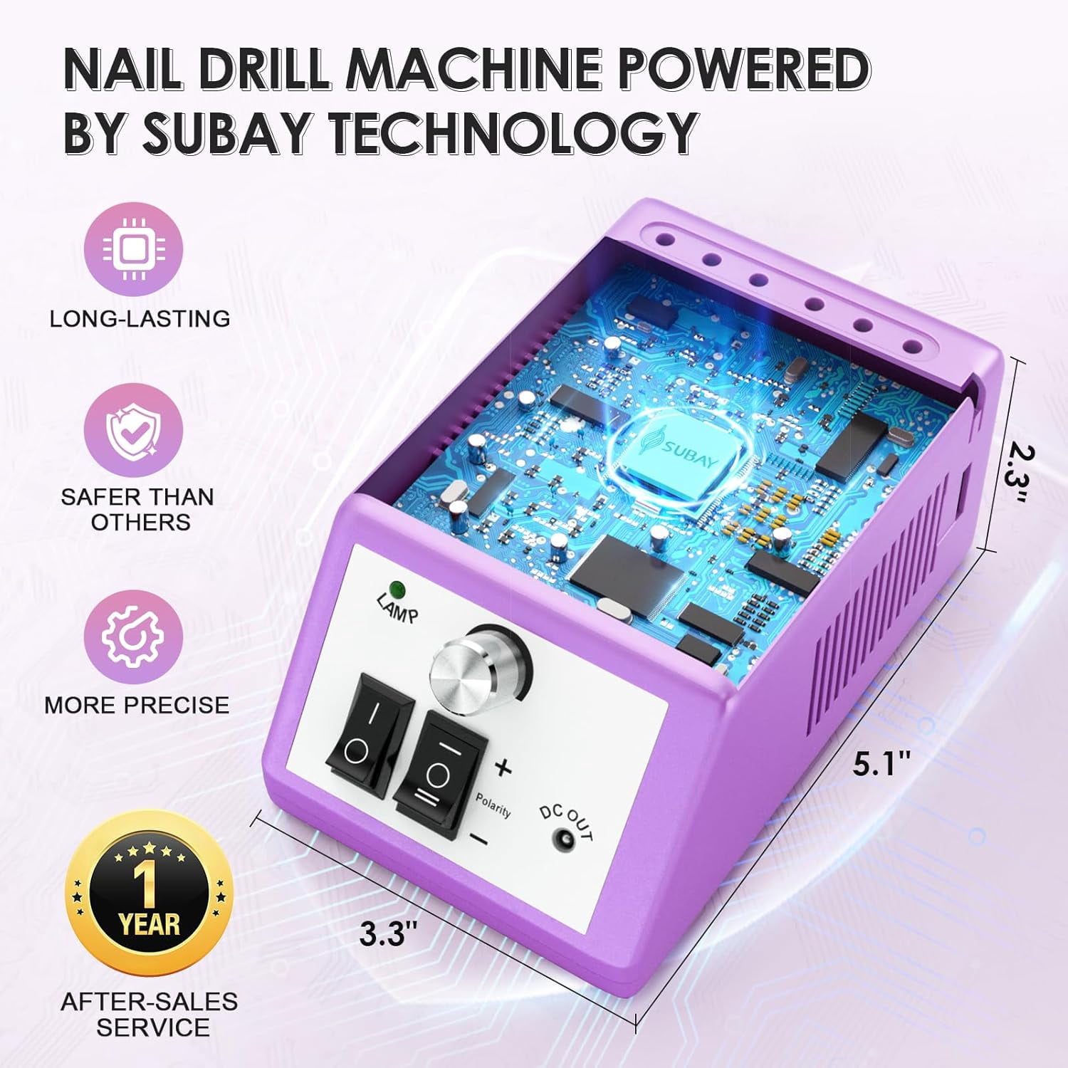 Electric Nail Drill Machine for Manicure Pedicure - 20000RPM Professional Nail File Kit with 1 Pack Sanding Bands - Low Noise Efile for Acrylic Nails - Home Salon Use