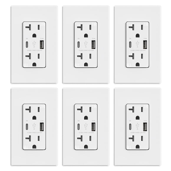 Cargador USB de pared ELEGRP con puertos USB tipo A y tipo C