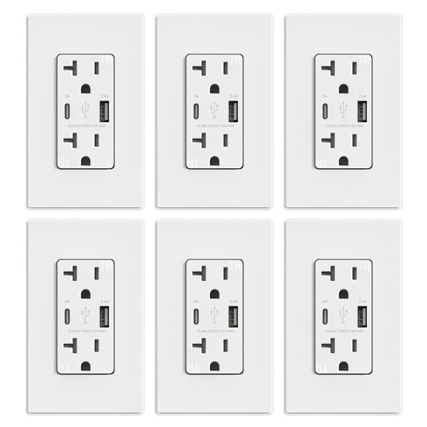 Cargador USB de pared ELEGRP con puertos USB tipo A y tipo C