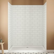 Streamline DSH-1080-97 32 in. L x 60 in. W x 76 in. H 3-Piece Glue-Up Alcove Shower Wall Surround in White Tile Finish