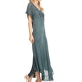 thumbnail image 4 of Sakkas Egan Long Embroidered Caftan Dress / Cover Up With Embroidered Cap Sleeves - Teal - One Size Regular, 4 of 5