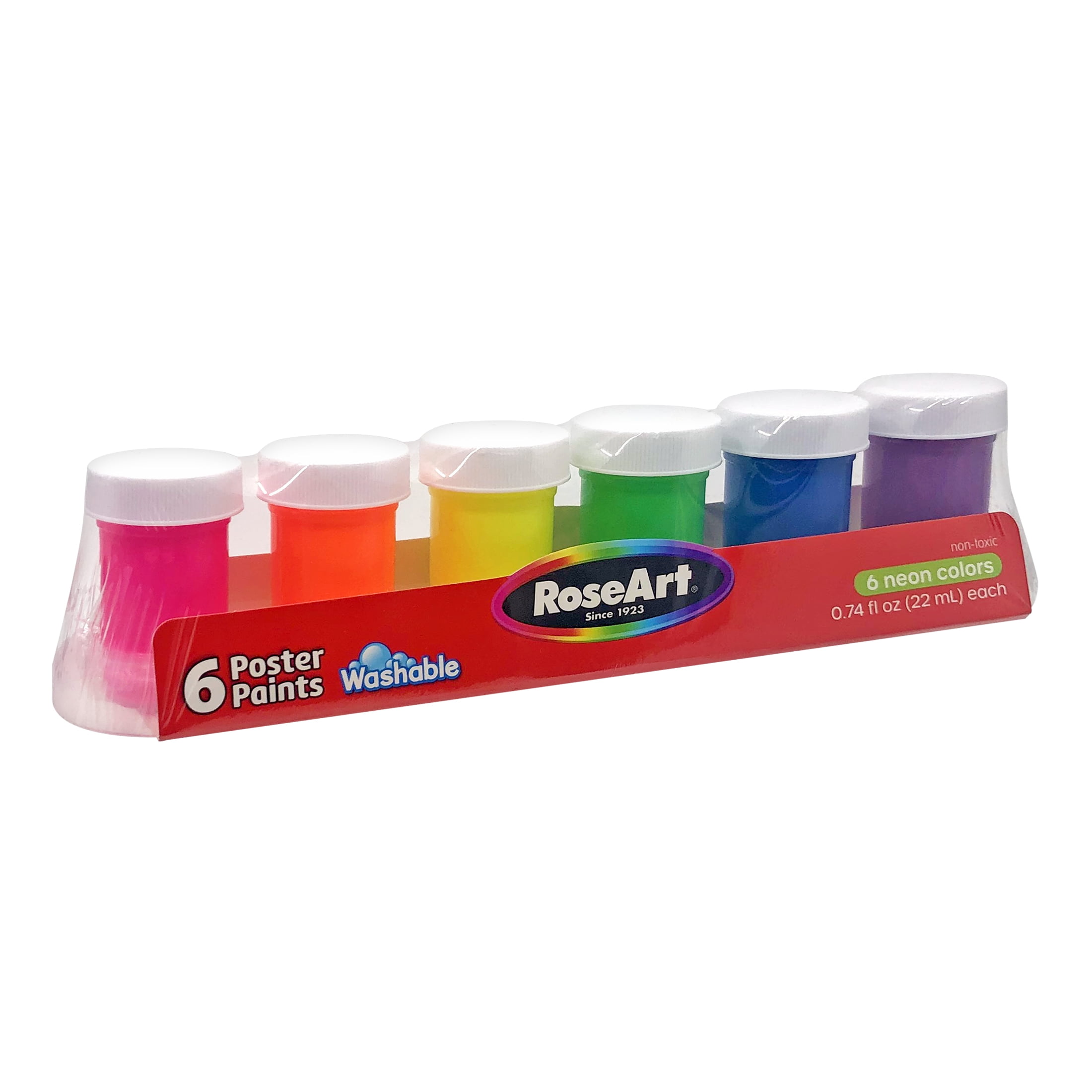 (4 pack) RoseArt  Neon Washable Tandem Paint, 6 Vibrant Colors