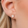 thumbnail image 3 of Gem Stone King 14K Yellow Gold Rose Rose Quartz Stud Earrings for Women Men | 1.43 Cttw | Gemstone Birthstone | Heart Shape 6MM, 3 of 6