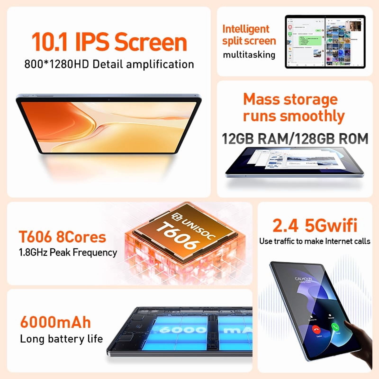 SUXI Tablet Poker A3 10.1 Inch Android 14,12GB(4GB+8BG)RAM+128G
