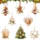 thumbnail image 1 of Colgantes de árbol de Navidad, 7 piezas de adornos navideños de madera, adornos de árbol de Navidad de madera 3D, adornos colgantes de madera de bricolaje, decoración de árbol de Navidad, 1 of 5