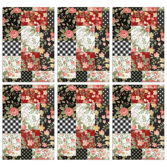 6 Pcs Funny Kitchen Towels,Pioneer Flower Floral Print Pattern Microfiber Dish Towels,Kitchen Tea Towels,Kitchen Towel Set (18" X 26")