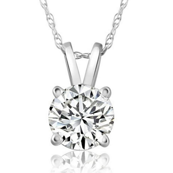 Pompeii 1ct Round Cut Natural Diamond Solitaire Pendant 14k White Gold (G-H,I1)
