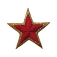 thumbnail image 1 of ID 3565 Red Star With Gold Trim Patch Craft Symbol Embroidered Iron On Applique, 1 of 1