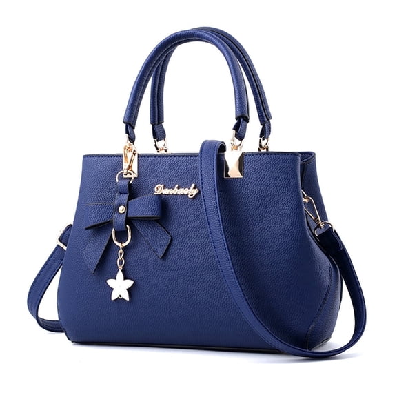 Purses and Handbags for Women Fashion Ladies PU Leather Top Handle Satchel Shoulder Tote Bags Plum Bow Crossbody Bag-Blue