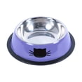 thumbnail image 2 of Water Dish for Cats, 6X2 in, Stainless Steel, Purple Finish, Rubber Grip Base, indoor Pet Hydration, 1 Pc, 2 of 6