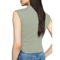 thumbnail image 3 of xiaxaixu Women's Mock Neck Tank Tops Basic Sleeveless Solid Color Ruched Crop Tops Slim Fit Summer Shirts, 3 of 9