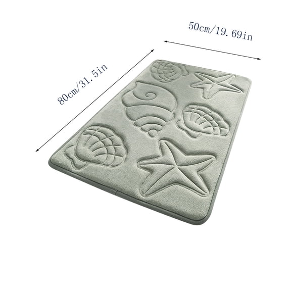 Dtchengua Coastal Beach Bath Mats for Bathroom Decor, Seashells Starfish Absorbent Bath Rug Non-Slip Floor Rug Carpets for Kitchen Bathroom Laundry Bedroom Living Room