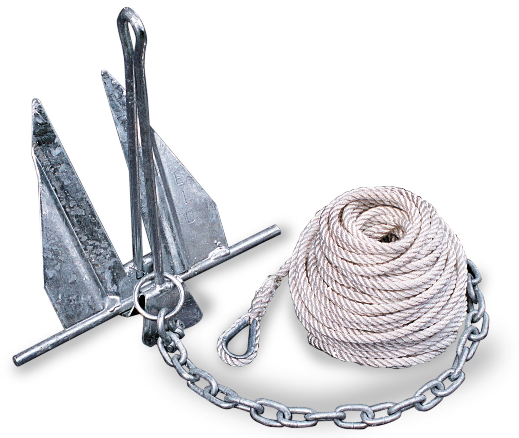 Small Boat Anchor Kit 20 Metres 10mm 3 Strand Nylon into Hard Eye and 1 Metre 8mm Chain 