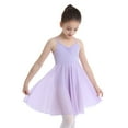 thumbnail image 3 of Hansber Kids Girls Lyrical Dance Dress Spaghetti Shoulder Straps Modern Ballet Dance Leotard Dancewear Lavender 3-4, 3 of 6