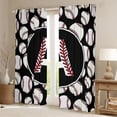 thumbnail image 2 of Homewish Baseball Initial Letter Black Out Curtains, Cartoon Monogrammed A Curtains Pack of 2 (42x63 Each), Kawaii Ball Print Bedroom Curtains, Blackout Curtains Home Decor, 2 of 6