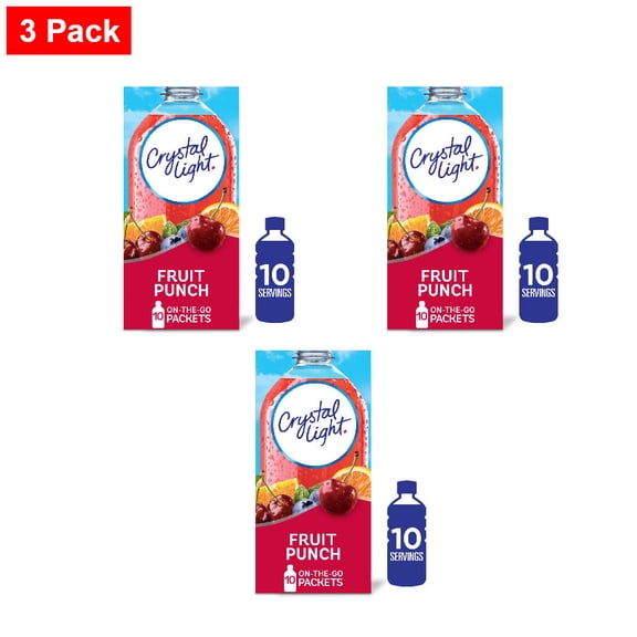Crystal Light Zero Sugar Fruit Punch Drink Mix Packets 10 ct - 3 Pack