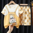 thumbnail image 2 of tangmumao12 (120-128 cm) New Sanrioed Niños Dibujos animados Kuromi Cinnamoroll Pijamas Niños Niñas Ropa de dormir de verano Kawaii Anime Niños Ropa de manga corta para el hogar esquí esquí Gafas de esquí, 2 of 5