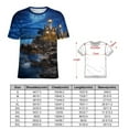 thumbnail image 2 of Lighthouse Sunrise Coast Scenery Pale Blue Tan Womens Tops Women's Fashion Casual Short Sleeve Flower Print Round Neck Pullover Top Blouse, 2 of 6