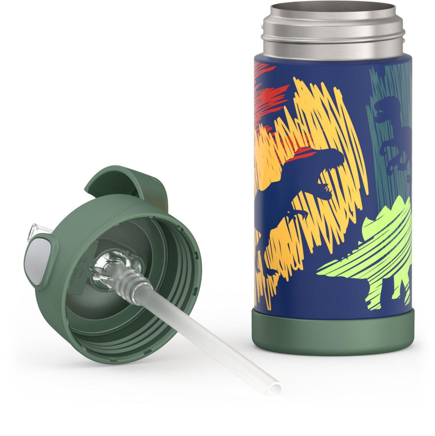 Thermos Funtainer 12 Oz Vacuum Insulated Straw Bottle, Dinosaurs