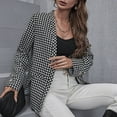 thumbnail image 5 of IROINNID Women's Shacket Jacket Long Sleeve Houndstooth Outwear, Casual Houndstooth Buttons Slim Jacket, 5 of 6