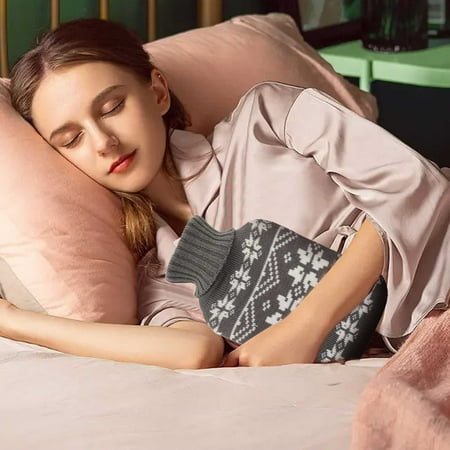 

ZHIYU 1L Hot Water Bottle With Lid Cute Christmas Tree Snowflake Penguin Hot Water Bag Warm Water Bottle To Keep Out Of The Cold