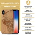 thumbnail image 7 of Case Yard Wooden Case Outside Soft TPU Silicone, Slim Fit Shockproof Wood Protective Phone Cover for Girls Boys Men and Women, Supports Wireless Charging Headphone Skull Design case for iPhone-X, 7 of 7
