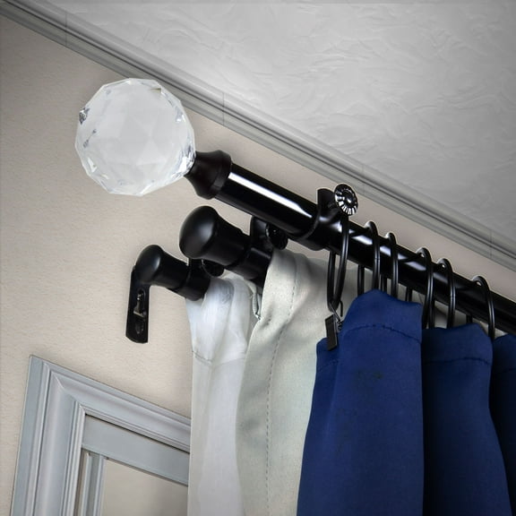 Contemporary Home Living 54" Black Solid Contemporary Triple Curtain Rod