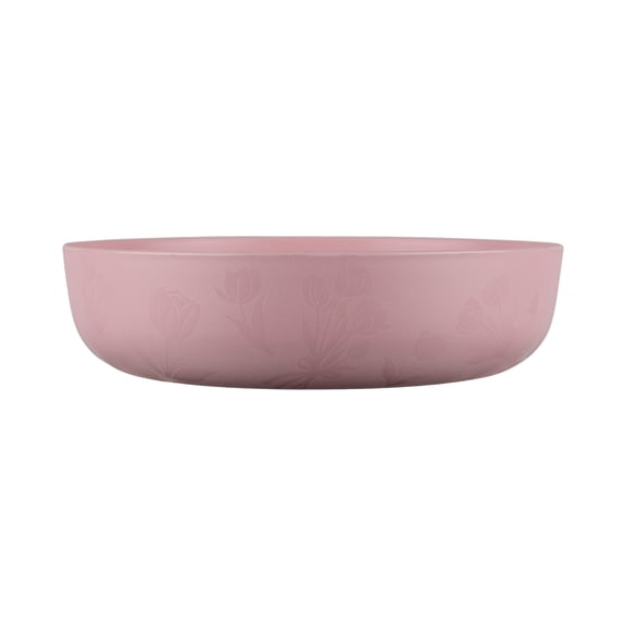 Mainstays - Pink Round Plastic Dinner Bowl, Flower Etched, 42-Ounce
