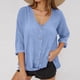 thumbnail image 3 of Ailaofu Women's V Neck Summer Tops Casual Henley Button Down T Shirts, 3 of 5