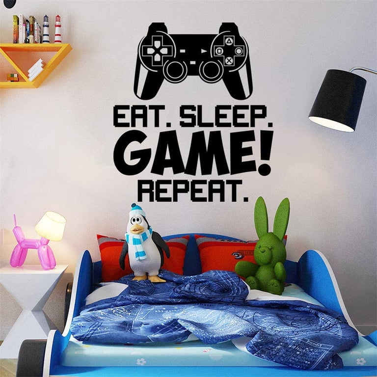 Autocollant Mural "Eat Sleep Play Football" - Déco Chambre Enfant Football - Marque JustStickIt