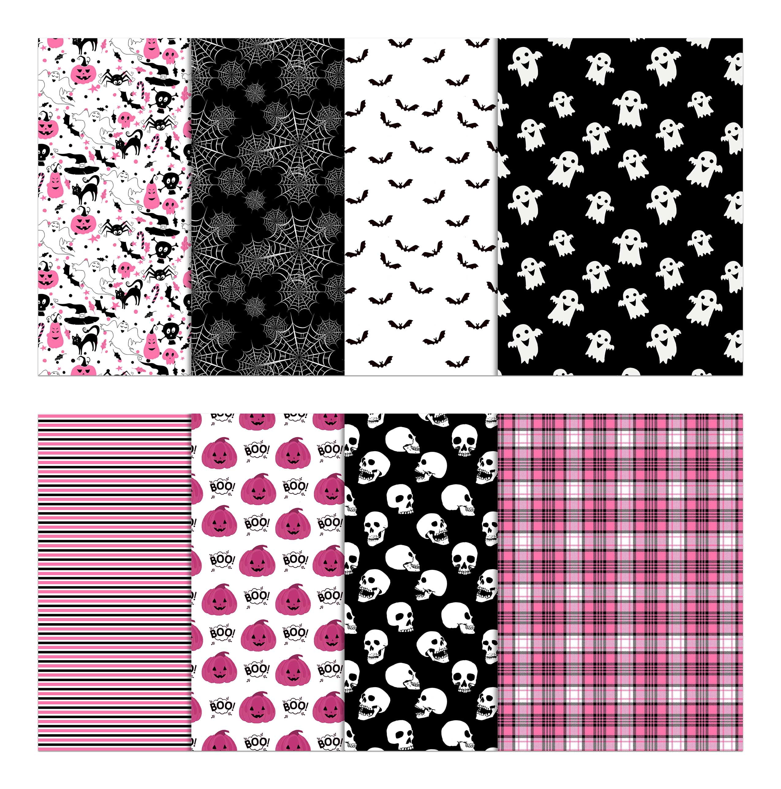 Soimoi 8 Pc Fat Quarter Bundle,HalloweenPrint 18"x 22"DIY Patchwork-100% CottonPre-Cut Quilting Fabric Purple & Black