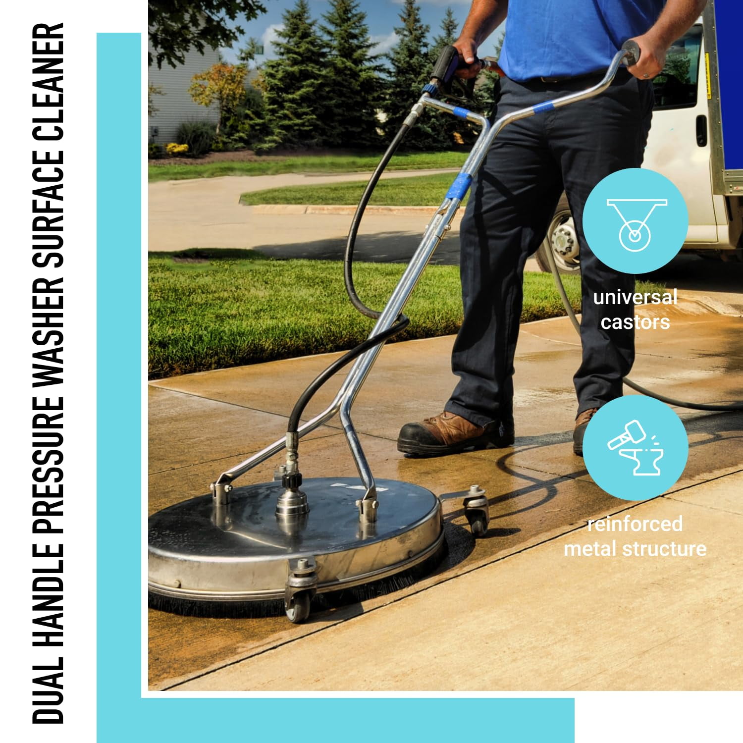 EDOU 24 Dual Handle Power High Efficiency Heavy Duty Pressure Washer Surface Cleaner with Wheels 4 500 PSI Walmart