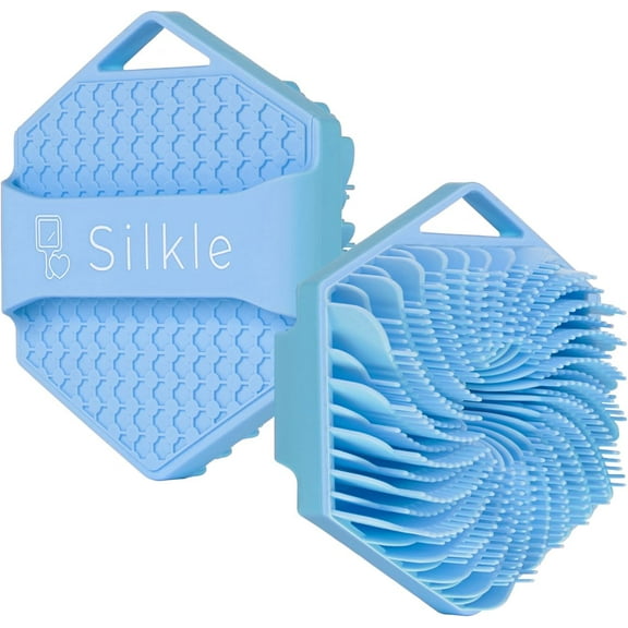 ZJQYDS Silicone Body Scrubber - Exfoliating Bath Brush and Skin Cleanser - Shower Sponge for Gentle Body Scrub and Wash - Silicone Scrubbing Care Tool for a Refreshed and Renewed You - Blue