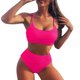 thumbnail image 1 of Conjunto de Bikini Sexy Gibobby Mujer Estampado sólido Cintura alta Push Up, 1 of 5