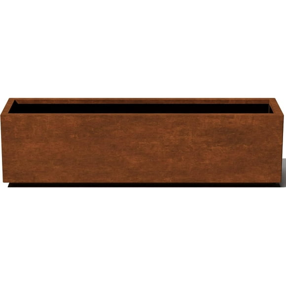Corten Steel Series Long Box Planter - Large Rectangular Corten Steel Planter | Naturally Rusting Steel for All-Weather Use | Modern Rustic Décor for Flowers, Tall Plants, Shrubs